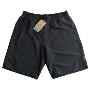 New Prana Mojo Shorts Stretch Waist Men's‎ Large Black Activewear Lightweight